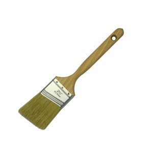 Natural White Bristle Angular Trim Flat Brush, Waxed Beech Wood Handle