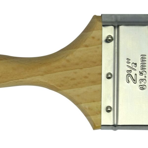 Natural White Bristle Angular Trim Flat Brush, Waxed Beech Wood Handle - Image 2