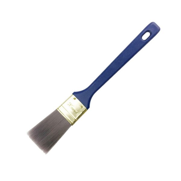 Soft PBT Tapered Filament Brush with Yellow-Plated Tin Ferrule and Solid Plastic Handle