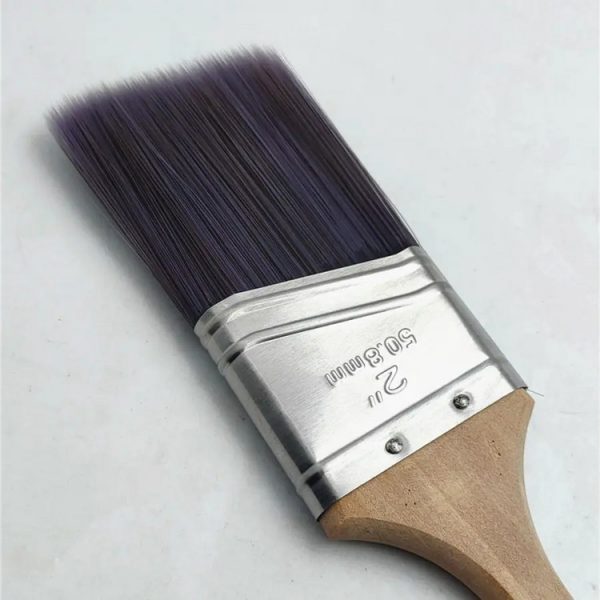 Natural Bamboo Handle ECO Tapered Polyester, Angular Trims Paint Brush - Image 4