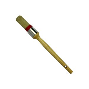 Round Paint Brush with White Bristle, Stainless Steel Ferrule, and Rope Accent