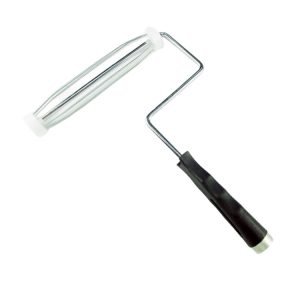 A Superior Paint Roller Frame: Chrome-Plated Frame, 6mm Rod, 4 Wires, Plastic Handle – Compatible with Spiral Extension Poles
