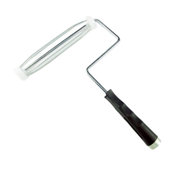 A Superior Paint Roller Frame: Chrome-Plated Frame, 6mm Rod, 4 Wires, Plastic Handle – Compatible with Spiral Extension Poles